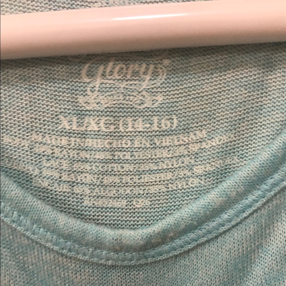 Girl’s light blue shirt w/ white lace - Picture 5 of 5